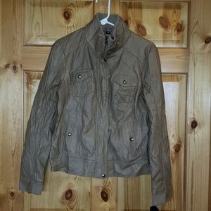 Nwt Guess Jacket Women size L Brown Wrinkled Style